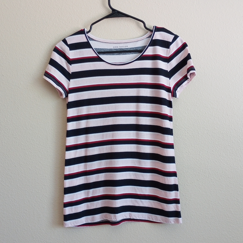 Ann Taylor Factory Striped Crew Neck T-Shirt